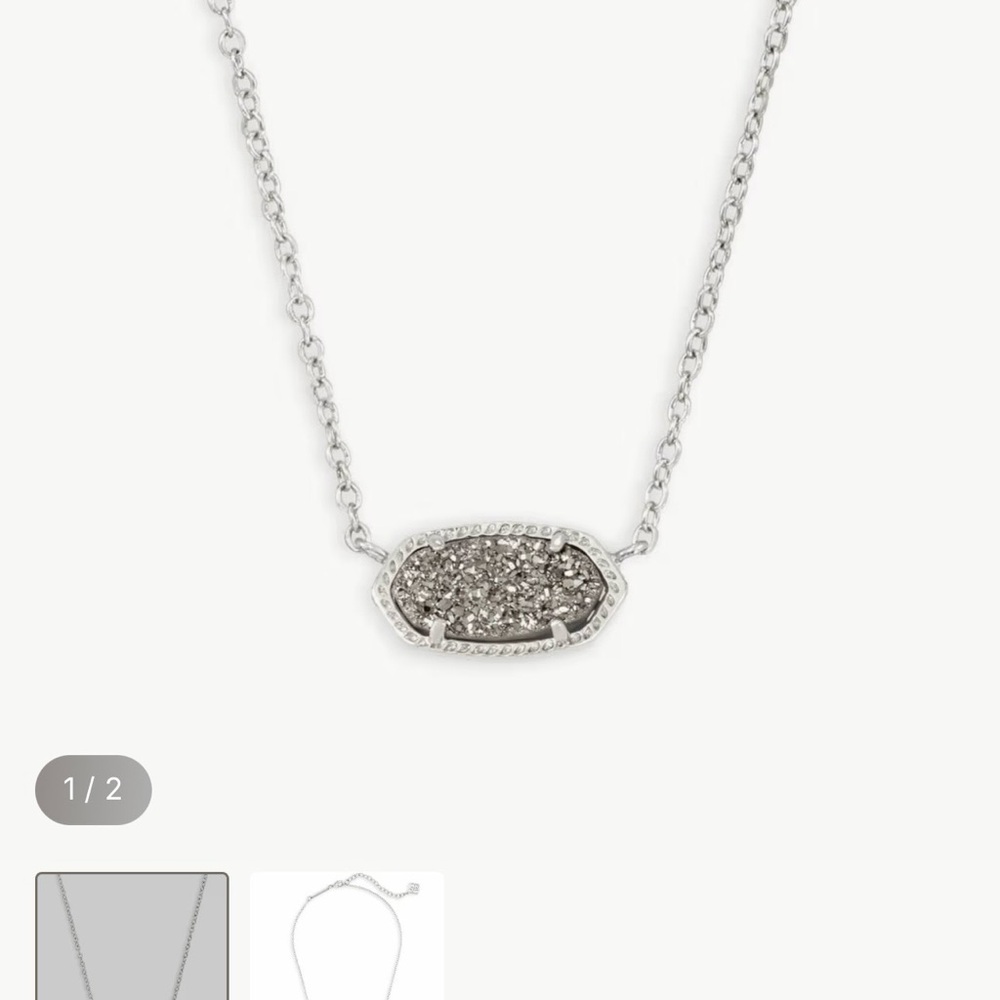 Kendra Scott Silver Drusy Elisa Necklace - Picture 4 of 5